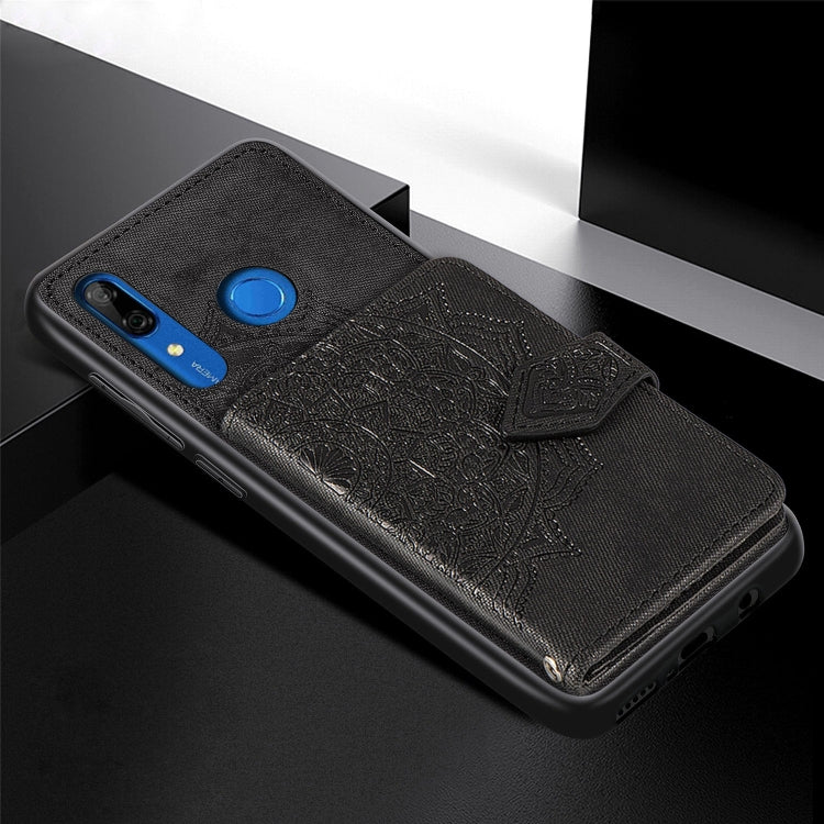 For Huawei P Smart Z Mandala Embossed Magnetic Cloth PU + TPU + PC Case with Holder & Card Slots & Wallet & Photo Frame & Strap