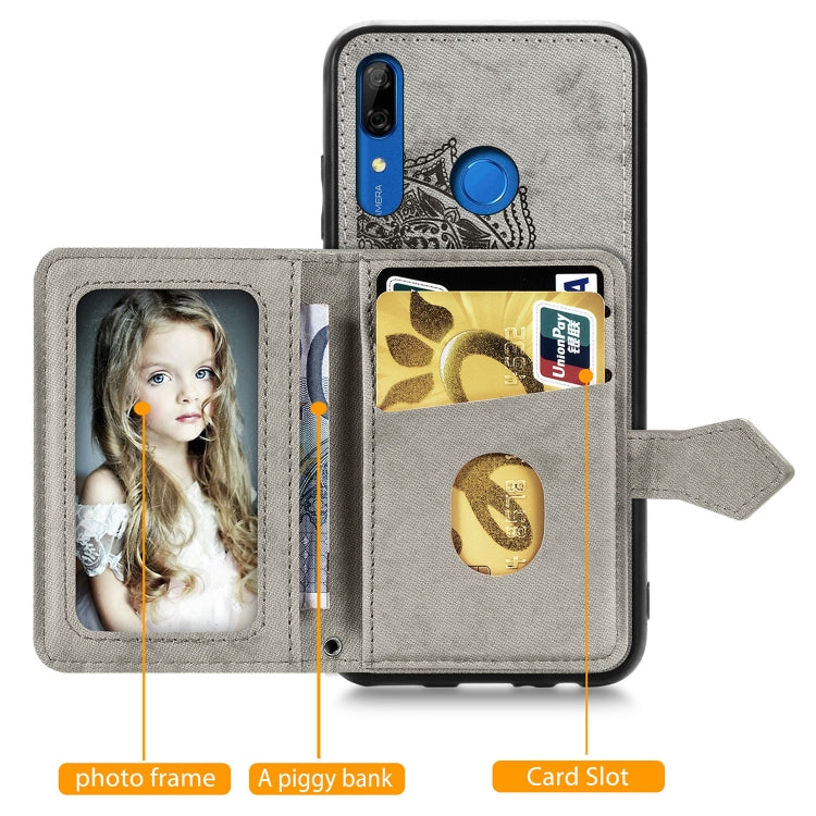 For Huawei P Smart Z Mandala Embossed Magnetic Cloth PU + TPU + PC Case with Holder & Card Slots & Wallet & Photo Frame & Strap