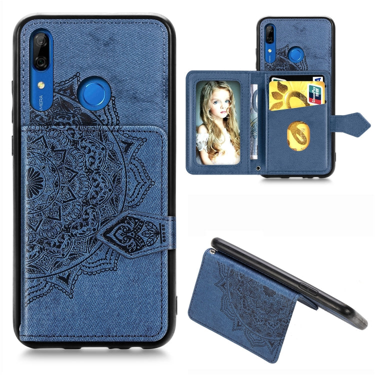 For Huawei P Smart Z Mandala Embossed Magnetic Cloth PU + TPU + PC Case with Holder & Card Slots & Wallet & Photo Frame & Strap