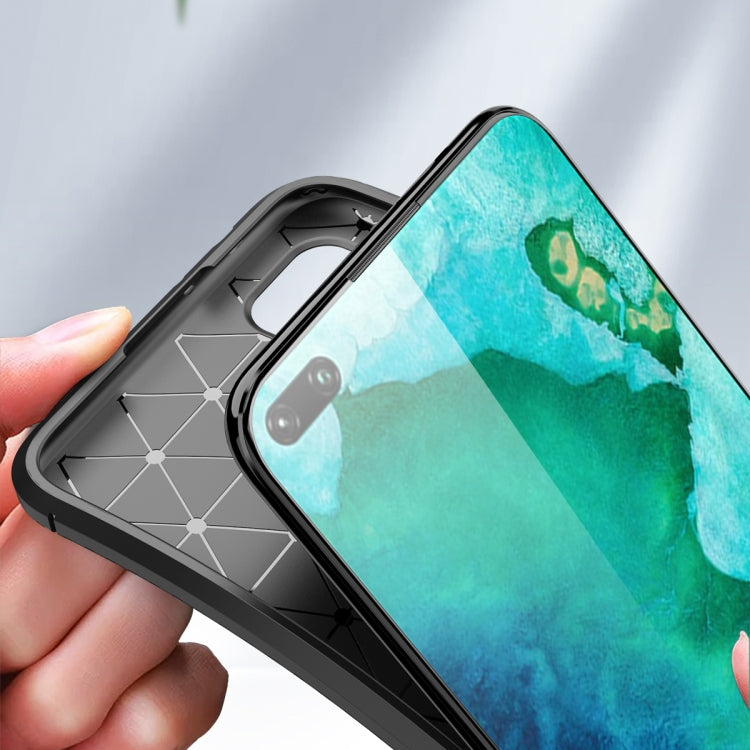 For Huawei Honor V30 Carbon Fiber Texture Shockproof TPU Case(Black)
