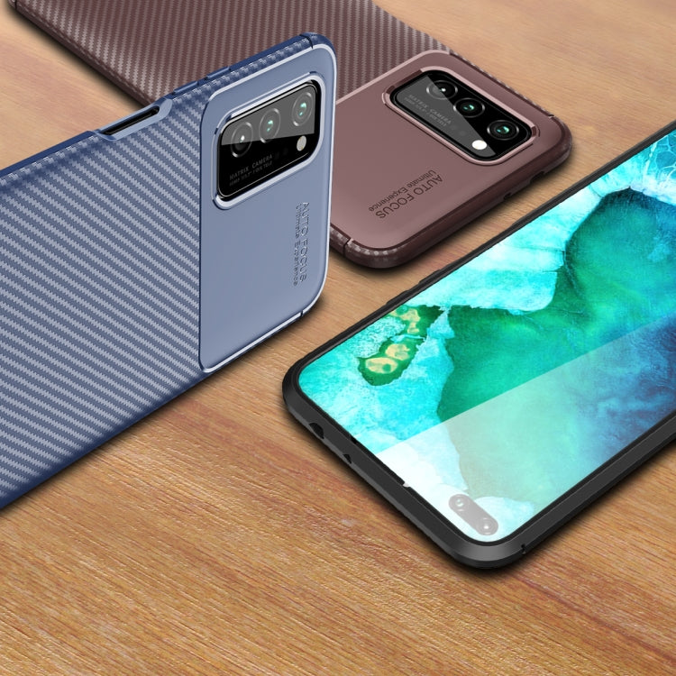 For Huawei Honor V30 Carbon Fiber Texture Shockproof TPU Case(Black)
