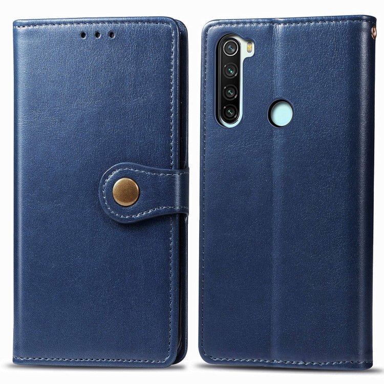 For Xiaomi Redmi Note 8T Retro Solid Color Leather Buckle Mobile Phone Protection Leather Case with Photo Frame & Card Slot & Wallet & Bracket Function
