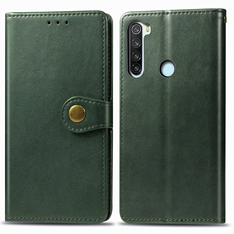 For Xiaomi Redmi Note 8T Retro Solid Color Leather Buckle Mobile Phone Protection Leather Case with Photo Frame & Card Slot & Wallet & Bracket Function