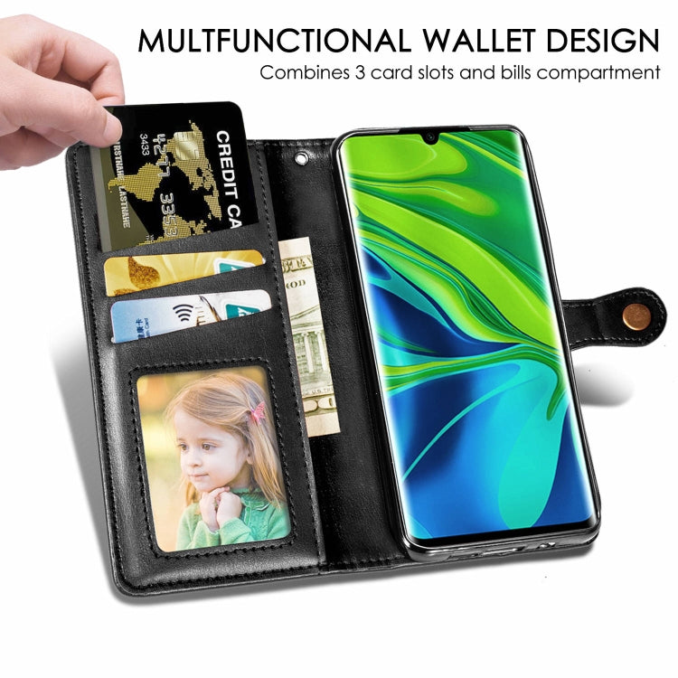 For Xiaomi CC9 Pro / Note 10 Retro Solid Color Leather Buckle Mobile Phone Protection Leather Case with Photo Frame & Card Slot & Wallet & Bracket Function
