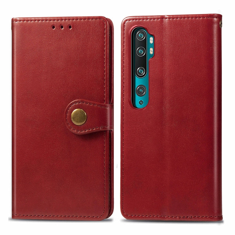 For Xiaomi CC9 Pro / Note 10 Retro Solid Color Leather Buckle Mobile Phone Protection Leather Case with Photo Frame & Card Slot & Wallet & Bracket Function