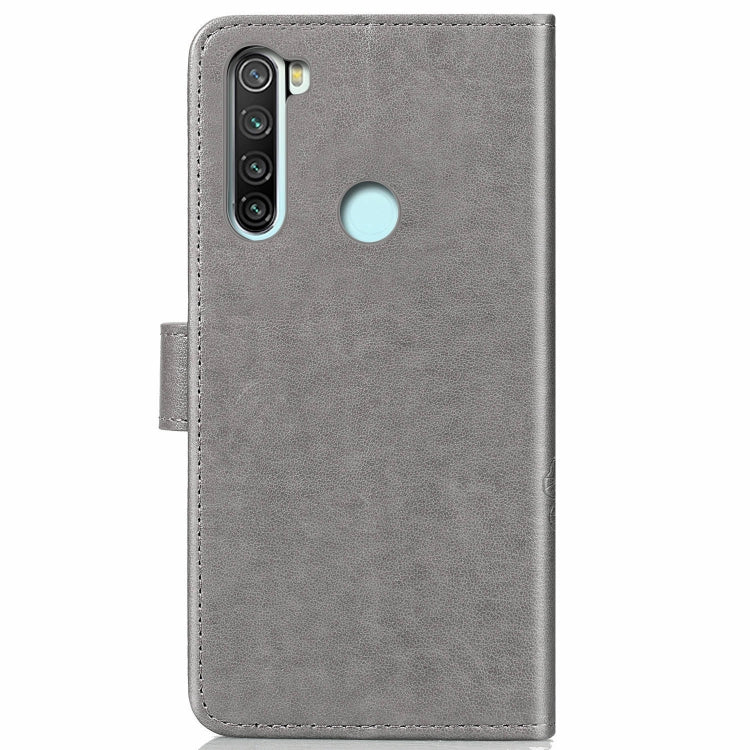 For Xiaomi Redmi Note 8T Lucky Clover Pressed Flowers Pattern Leather Case with Holder & Card Slots & Wallet & Hand Strap