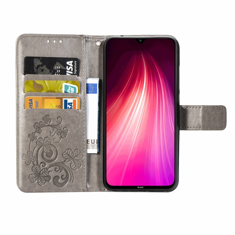 For Xiaomi Redmi Note 8T Lucky Clover Pressed Flowers Pattern Leather Case with Holder & Card Slots & Wallet & Hand Strap