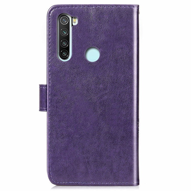 For Xiaomi Redmi Note 8T Lucky Clover Pressed Flowers Pattern Leather Case with Holder & Card Slots & Wallet & Hand Strap