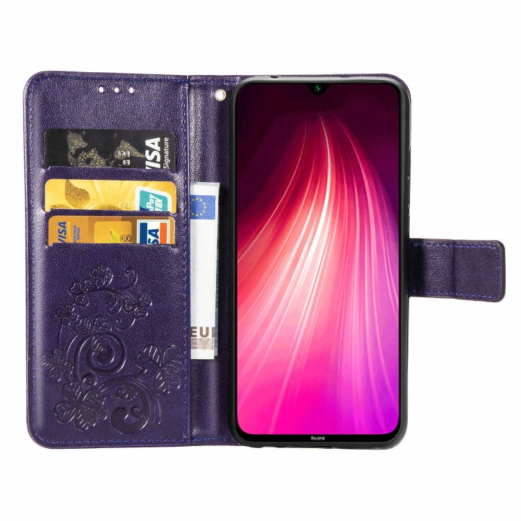 For Xiaomi Redmi Note 8T Lucky Clover Pressed Flowers Pattern Leather Case with Holder & Card Slots & Wallet & Hand Strap