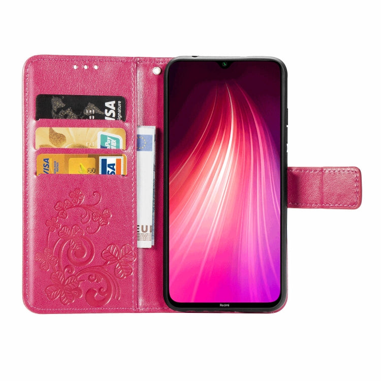 For Xiaomi Redmi Note 8T Lucky Clover Pressed Flowers Pattern Leather Case with Holder & Card Slots & Wallet & Hand Strap