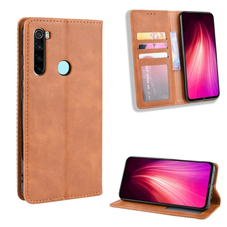 For Xiaomi Redmi Note 8T Magnetic Buckle Retro Crazy Horse Texture Horizontal Flip Leather Case with Holder & Card Slots & Photo Frame
