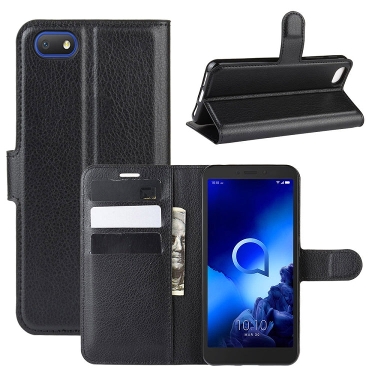 For Alcatel 1v (2019) (Fingerprint-free Version)Litchi Texture Horizontal Flip Protective Case with Holder & Card Slots & Wallet