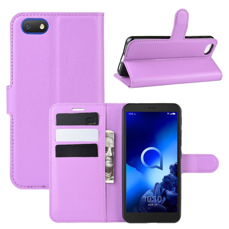 For Alcatel 1v (2019) (Fingerprint-free Version)Litchi Texture Horizontal Flip Protective Case with Holder & Card Slots & Wallet