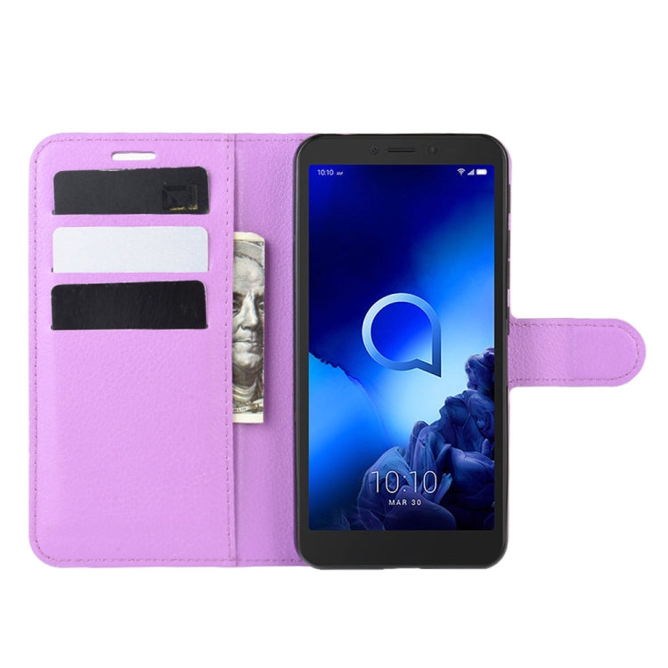 For Alcatel 1v (2019) (Fingerprint-free Version)Litchi Texture Horizontal Flip Protective Case with Holder & Card Slots & Wallet