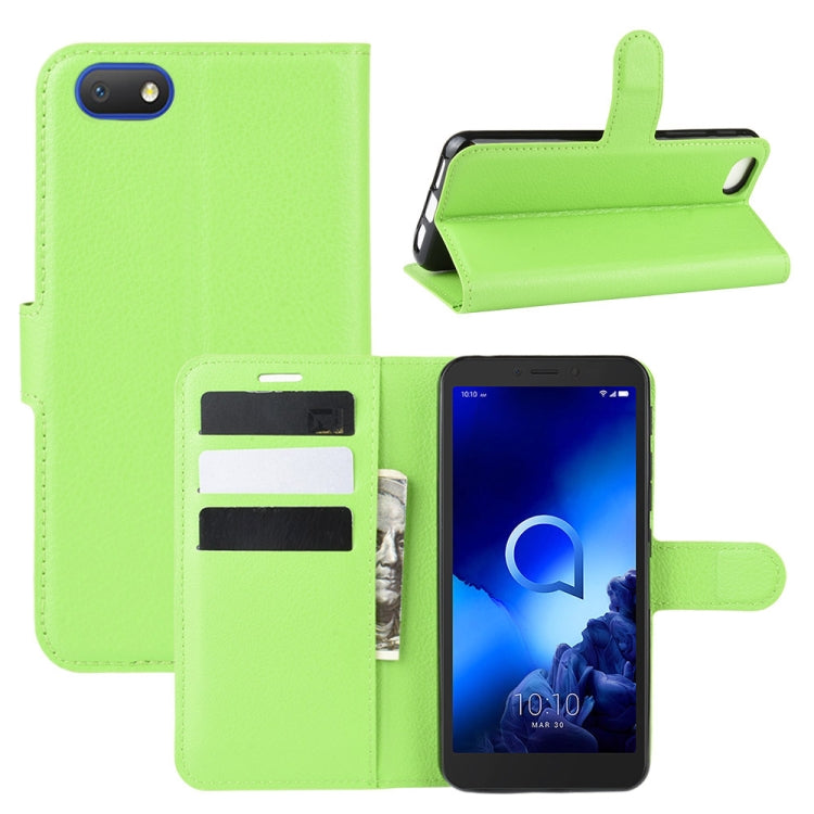 For Alcatel 1v (2019) (Fingerprint-free Version)Litchi Texture Horizontal Flip Protective Case with Holder & Card Slots & Wallet