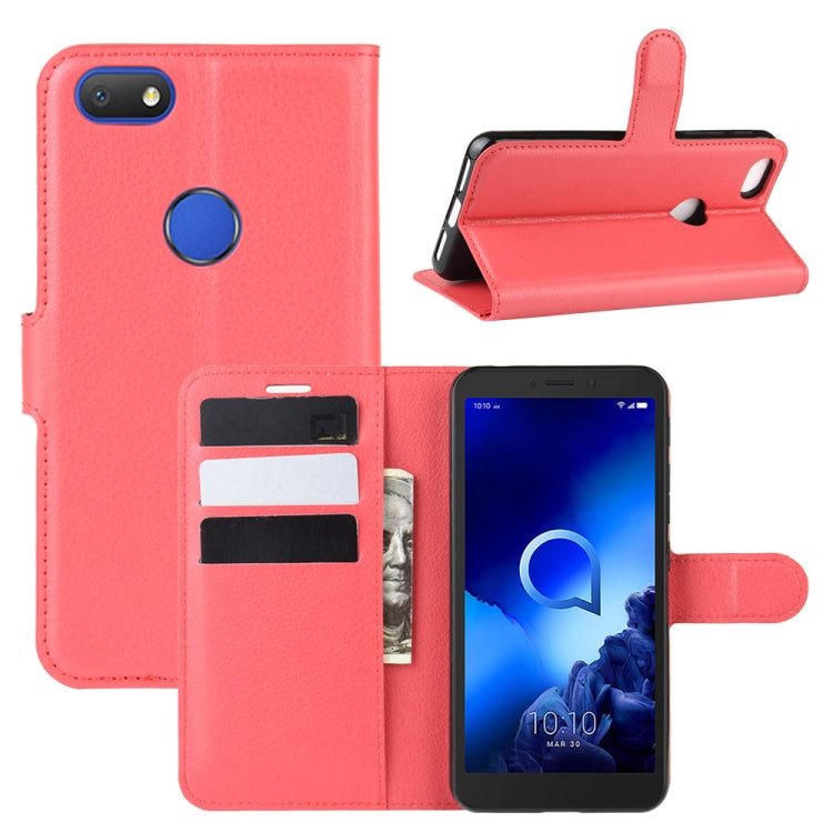 For Alcatel 1v (2019) (Fingerprint Version)Litchi Texture Horizontal Flip Protective Case with Holder & Card Slots & Wallet