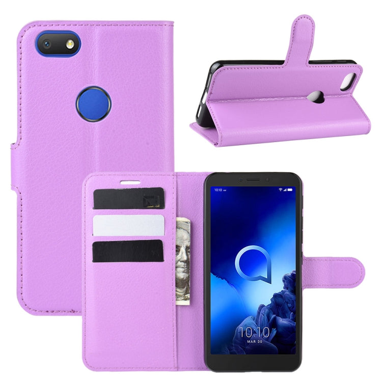 For Alcatel 1v (2019) (Fingerprint Version)Litchi Texture Horizontal Flip Protective Case with Holder & Card Slots & Wallet
