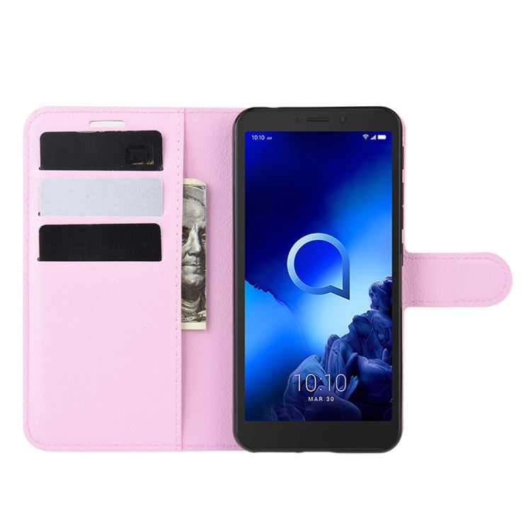 For Alcatel 1v (2019) (Fingerprint Version)Litchi Texture Horizontal Flip Protective Case with Holder & Card Slots & Wallet