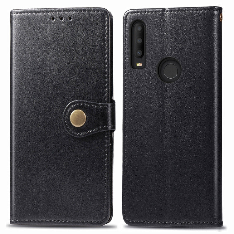 For Alcatel 3X 2019 Retro Solid Color Leather Buckle Mobile Phone Protection Leather Case with Photo Frame & Card Slot & Wallet & Bracket Function