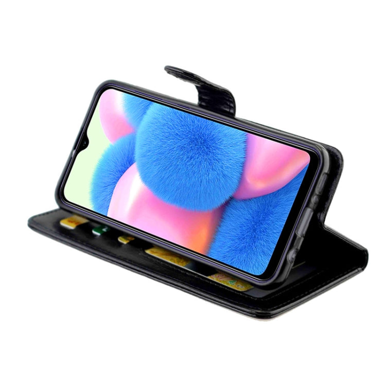 For Galaxy A30s/A50 Crazy Horse Texture Leather Horizontal Flip Protective Case with Holder & Card Slots & Wallet & Photo Frame