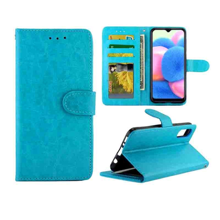 For Galaxy A30s/A50 Crazy Horse Texture Leather Horizontal Flip Protective Case with Holder & Card Slots & Wallet & Photo Frame