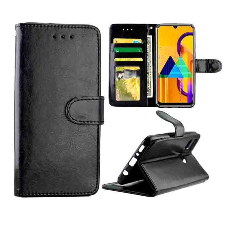 For Galaxy M30s Crazy Horse Texture Leather Horizontal Flip Protective Case with Holder & Card Slots & Wallet & Photo Frame