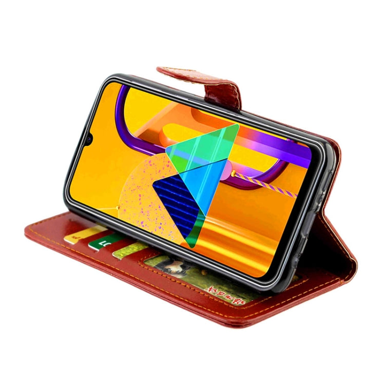 For Galaxy M30s Crazy Horse Texture Leather Horizontal Flip Protective Case with Holder & Card Slots & Wallet & Photo Frame