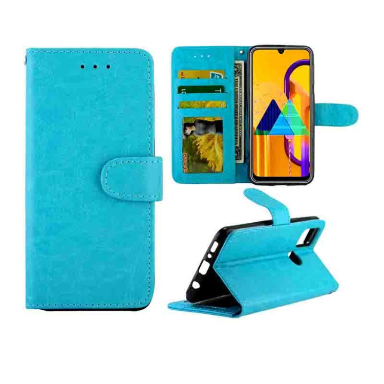 For Galaxy M30s Crazy Horse Texture Leather Horizontal Flip Protective Case with Holder & Card Slots & Wallet & Photo Frame