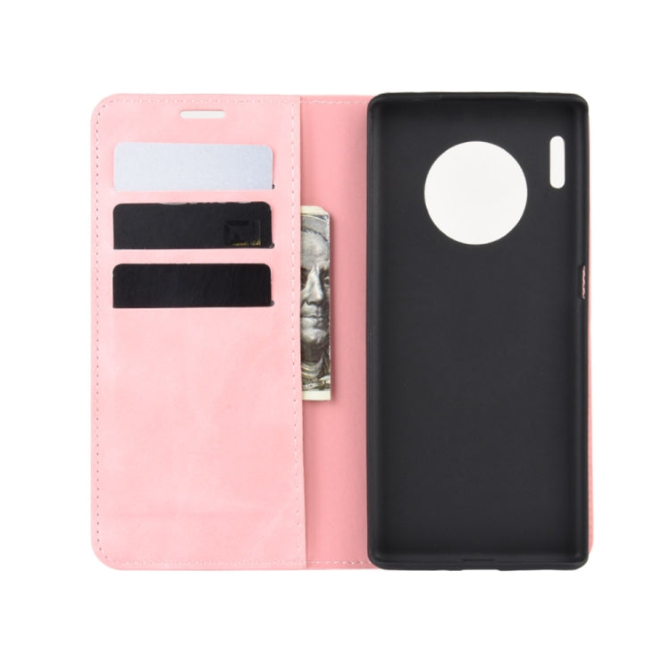 For Huawei Mate 30 Pro Retro-skin Business Magnetic Suction Leather Case with Holder & Card Slots & Wallet