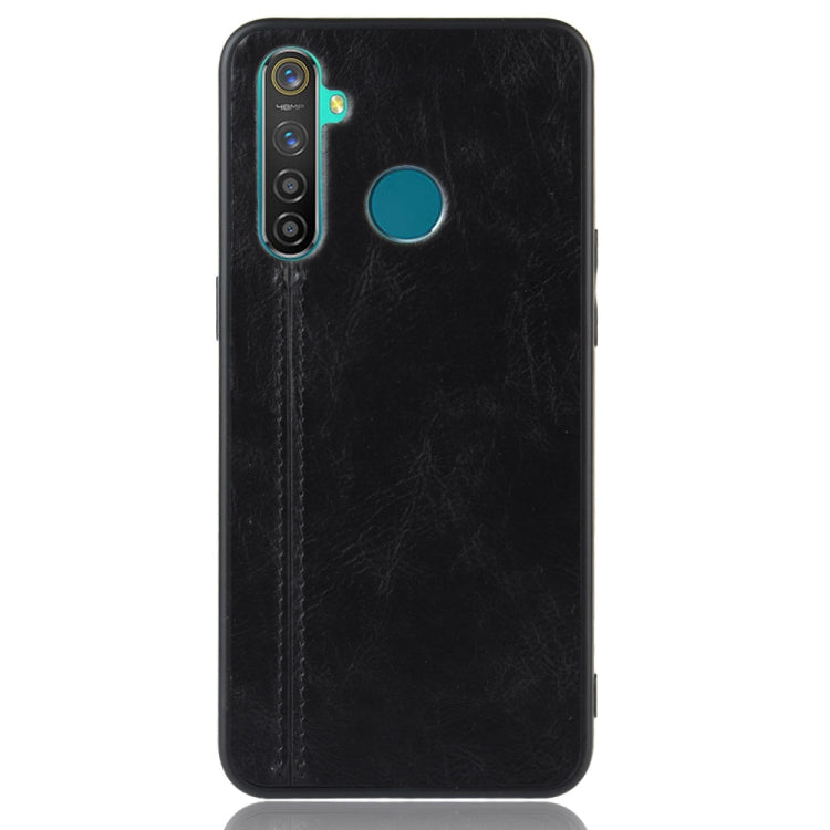 For Oppo Realme 5 Shockproof Sewing Cow Pattern Skin PC + PU + TPU Case