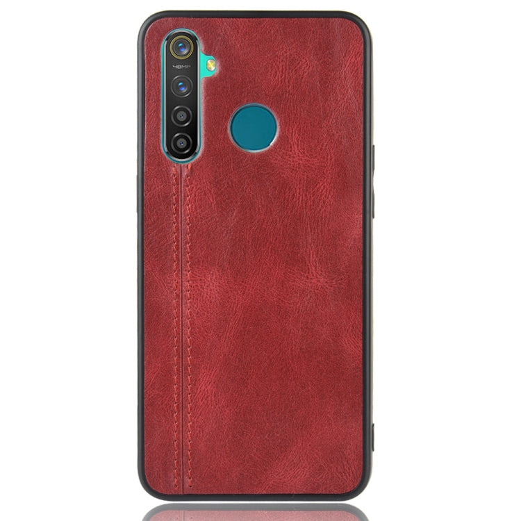 For Oppo Realme 5 Shockproof Sewing Cow Pattern Skin PC + PU + TPU Case