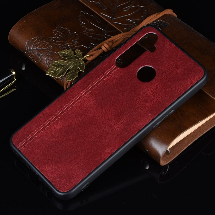 For Oppo Realme 5 Shockproof Sewing Cow Pattern Skin PC + PU + TPU Case