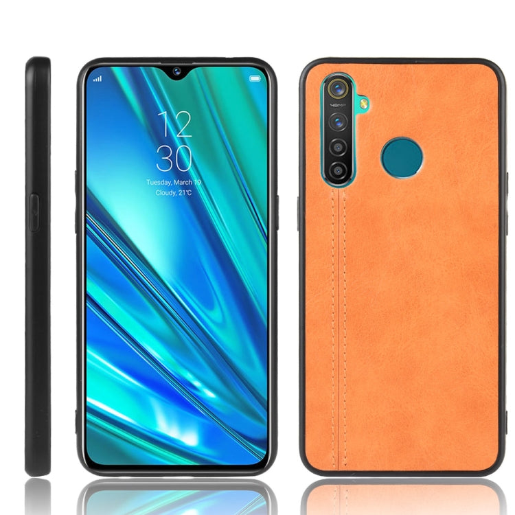 For Oppo Realme 5 Shockproof Sewing Cow Pattern Skin PC + PU + TPU Case