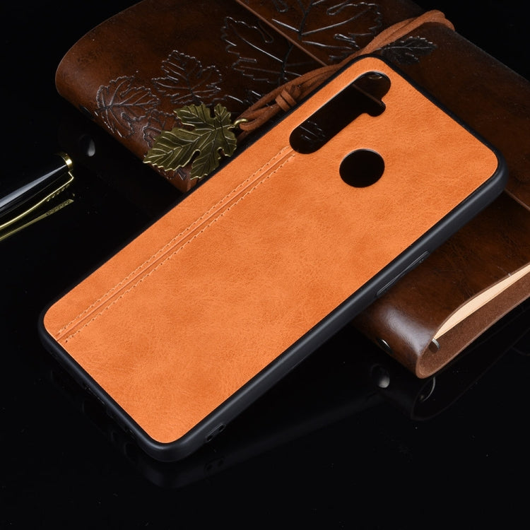 For Oppo Realme 5 Shockproof Sewing Cow Pattern Skin PC + PU + TPU Case