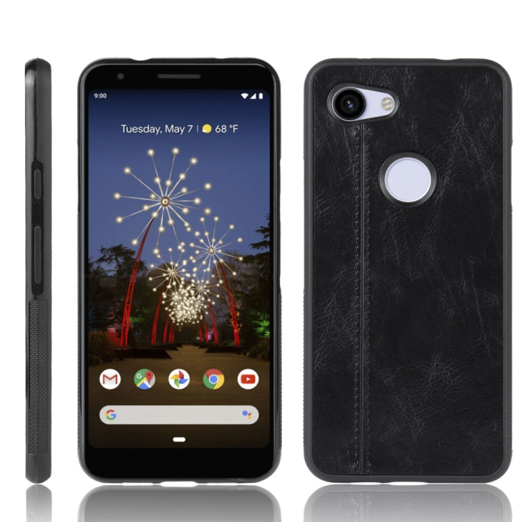 For Google Pixel 3a XL Shockproof Sewing Cow Pattern Skin PC + PU + TPU Case