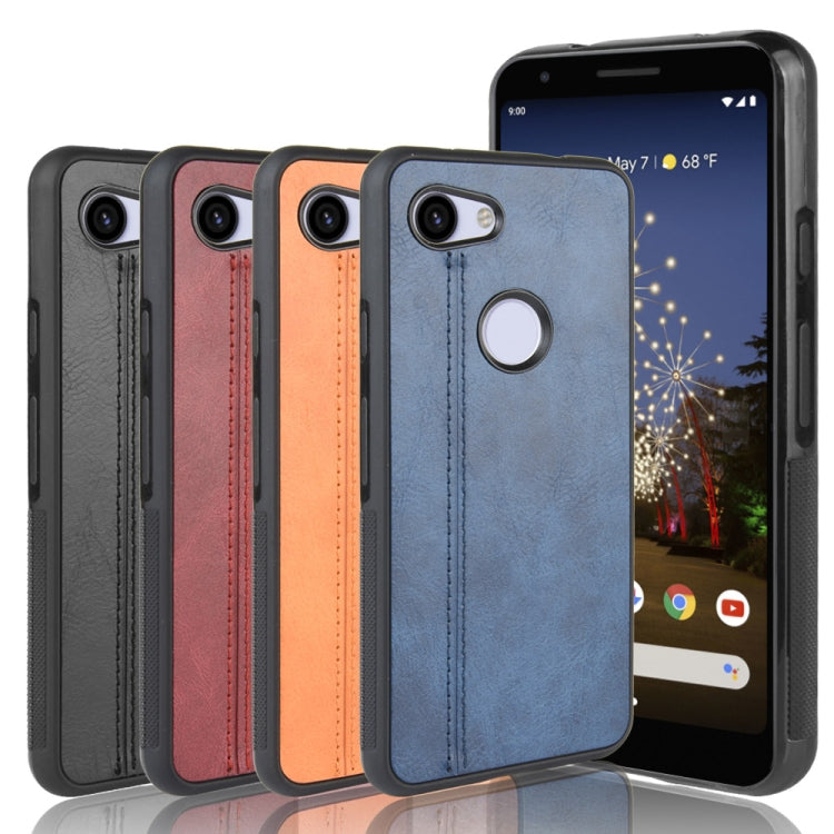 For Google Pixel 3a XL Shockproof Sewing Cow Pattern Skin PC + PU + TPU Case