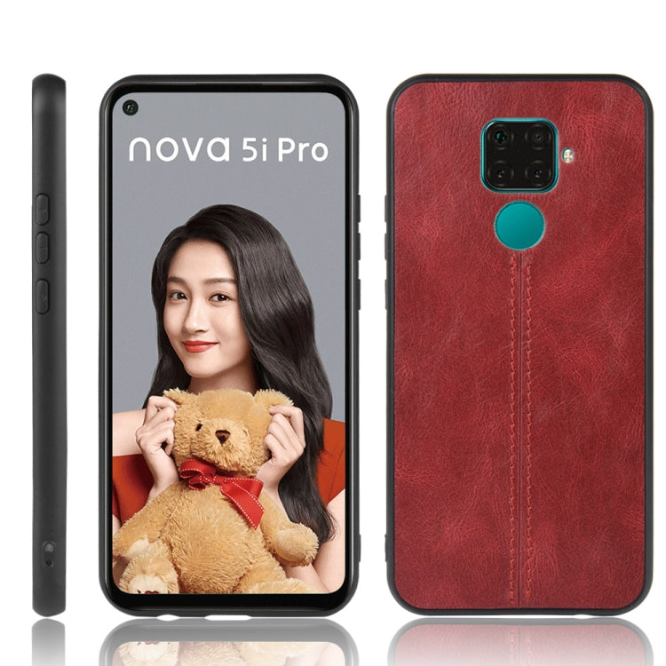 For Huawei Nova 5i Pro / Nova 5z Shockproof Sewing Cow Pattern Skin PC + PU + TPU Case