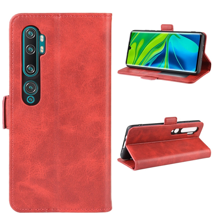 For Xiaomi Mi Note 10 Pro Double Buckle Crazy Horse Business Mobile Phone Holster with Card Wallet Bracket Function