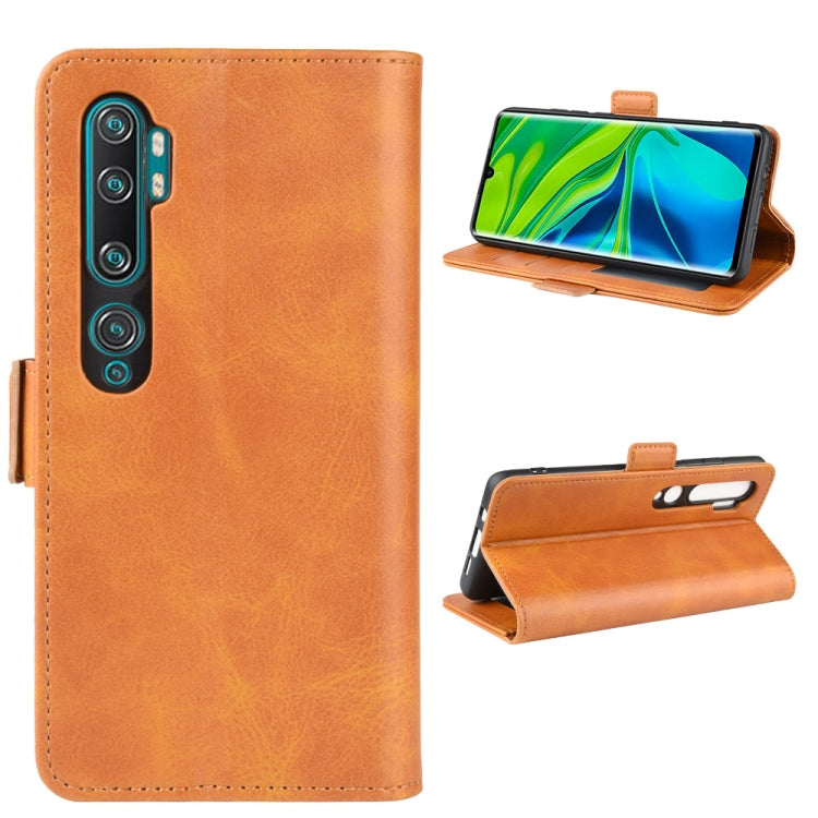 For Xiaomi Mi Note 10 Pro Double Buckle Crazy Horse Business Mobile Phone Holster with Card Wallet Bracket Function