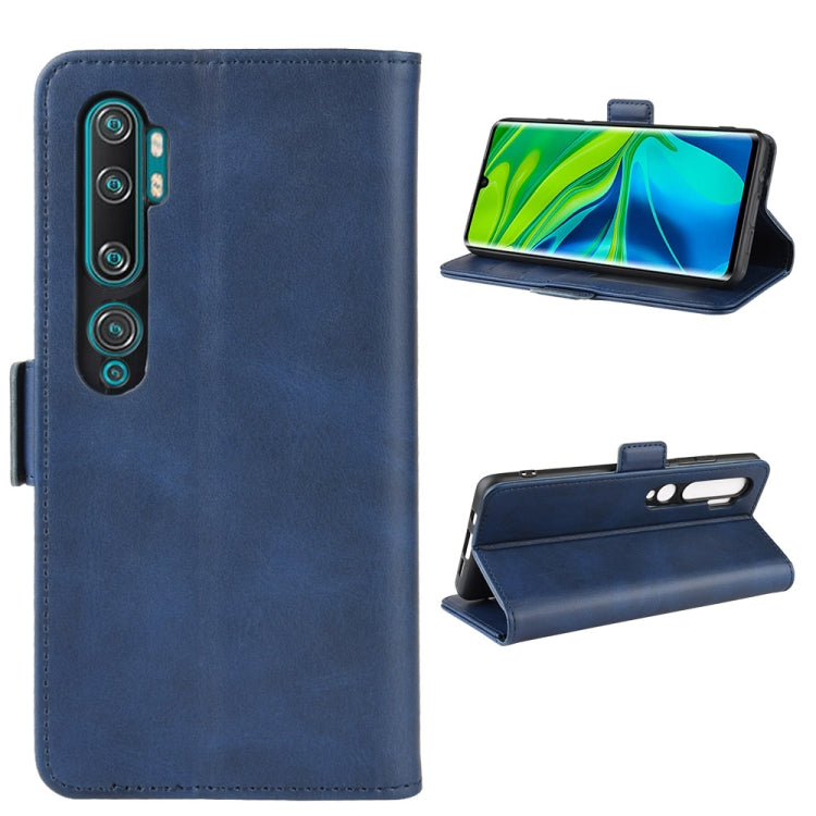 For Xiaomi Mi Note 10 Pro Double Buckle Crazy Horse Business Mobile Phone Holster with Card Wallet Bracket Function