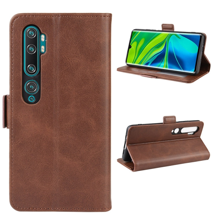 For Xiaomi Mi Note 10 Pro Double Buckle Crazy Horse Business Mobile Phone Holster with Card Wallet Bracket Function