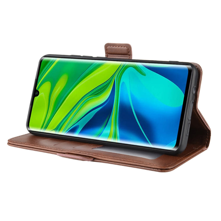 For Xiaomi Mi Note 10 Pro Double Buckle Crazy Horse Business Mobile Phone Holster with Card Wallet Bracket Function