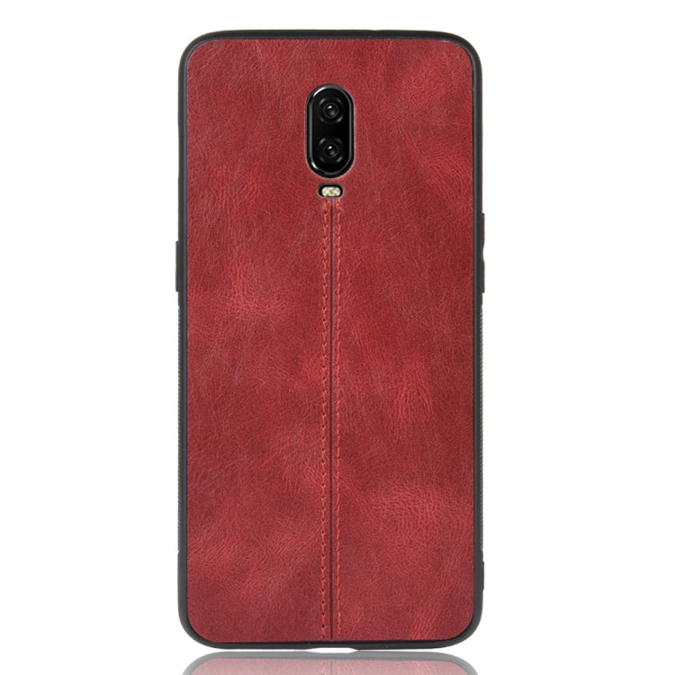 For OnePlus 6T Shockproof Sewing Cow Pattern Skin PC + PU + TPU Case