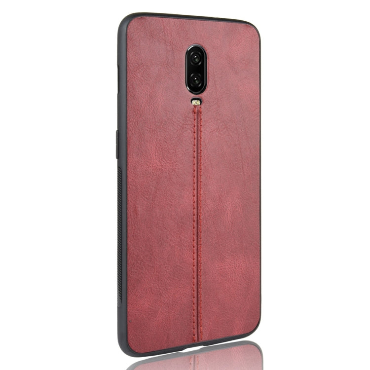 For OnePlus 6T Shockproof Sewing Cow Pattern Skin PC + PU + TPU Case