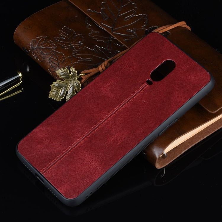 For OnePlus 6T Shockproof Sewing Cow Pattern Skin PC + PU + TPU Case