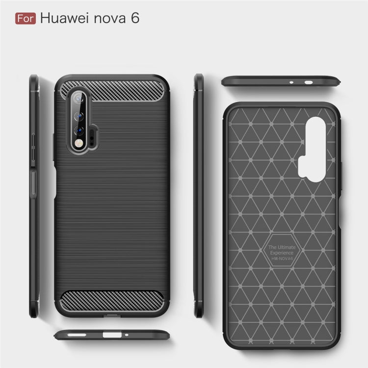 For Huawei Nova 6 Brushed Texture Carbon Fiber TPU Case