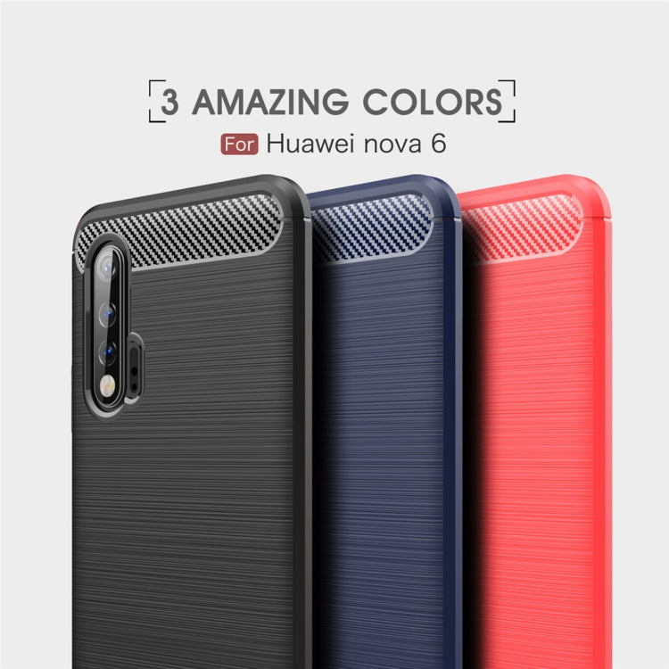 For Huawei Nova 6 Brushed Texture Carbon Fiber TPU Case