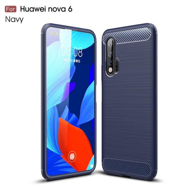 For Huawei Nova 6 Brushed Texture Carbon Fiber TPU Case