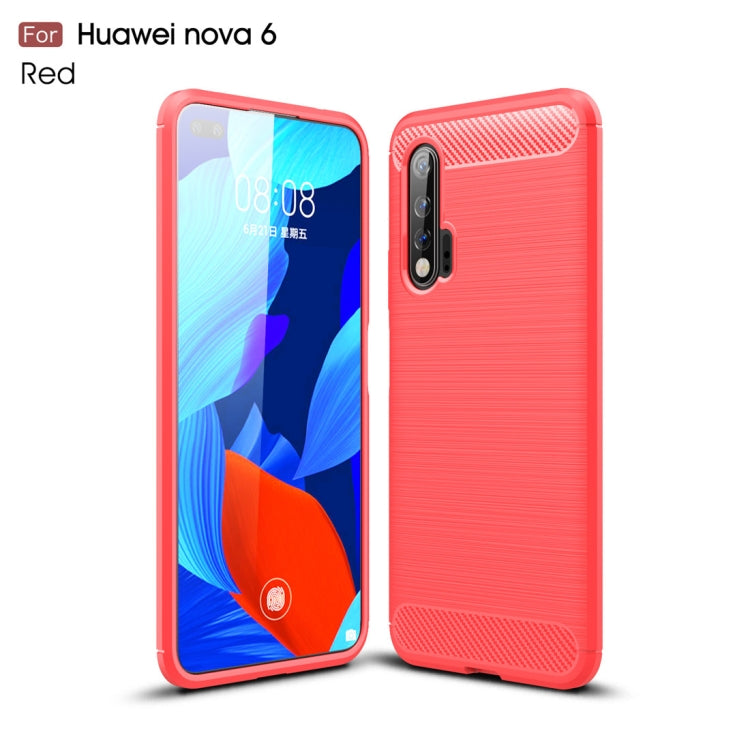 For Huawei Nova 6 Brushed Texture Carbon Fiber TPU Case