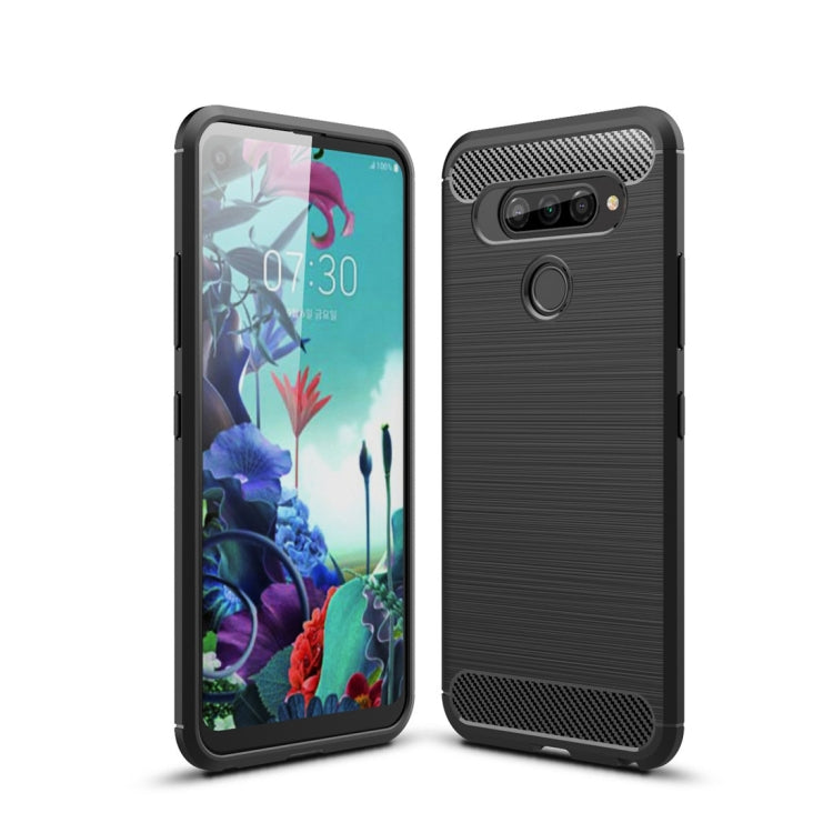 For LG Q70 Brushed Texture Carbon Fiber TPU Case